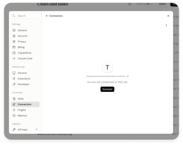 Claude connector authentication settings